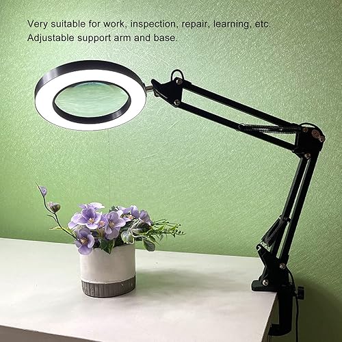 Miniatura 4 de Lámpara de aumento LED con abrazadera, 2.200 lupa regulable súper brillante con luz y soporte, lámpara de lupa de brazo giratorio ajustable para