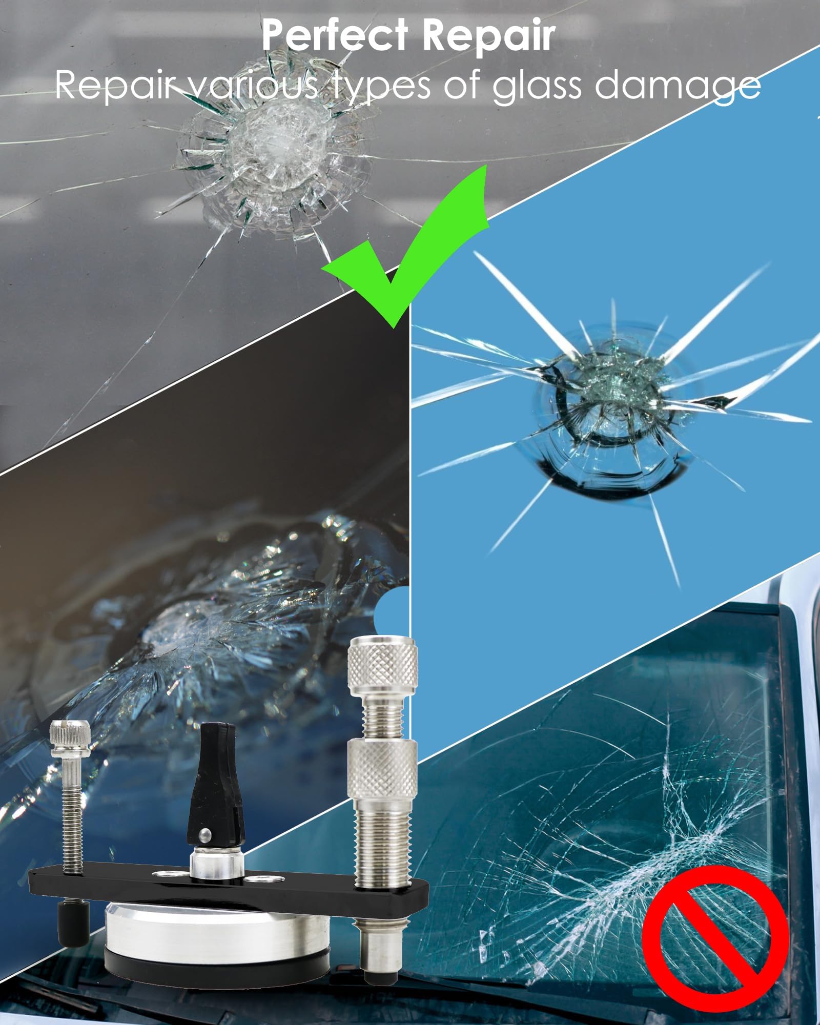 Windshield Repair Kit Professional Windshield Repair Bridge - Pump ...