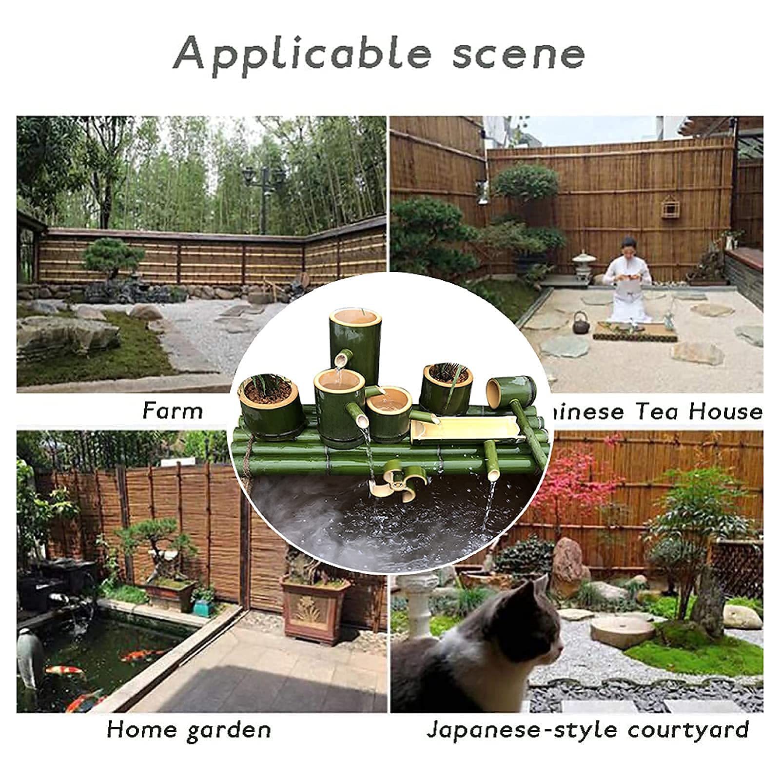 Caratteristica dell'Acqua del Giardino Fontana Solare Fontana di bambù Fontana da Esterno Utilizzata per Acquario, Acquario, Laghetto O Decorazione del Giardino Sembra Molto Interessante (6 (50 Cm/19