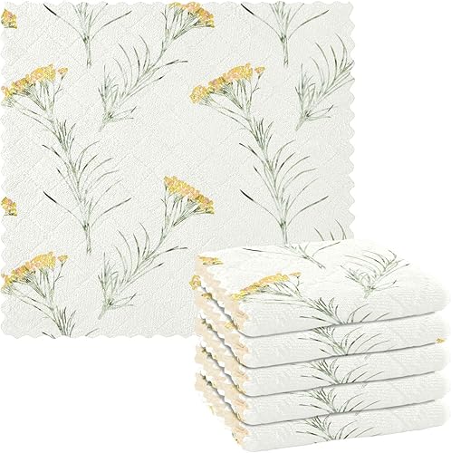 Beige Floral Contemporary Soft Decor Dish Clothes for Washing Dishes Quick Dry 6 Pack Cooking Towels for Bathroom Oven
