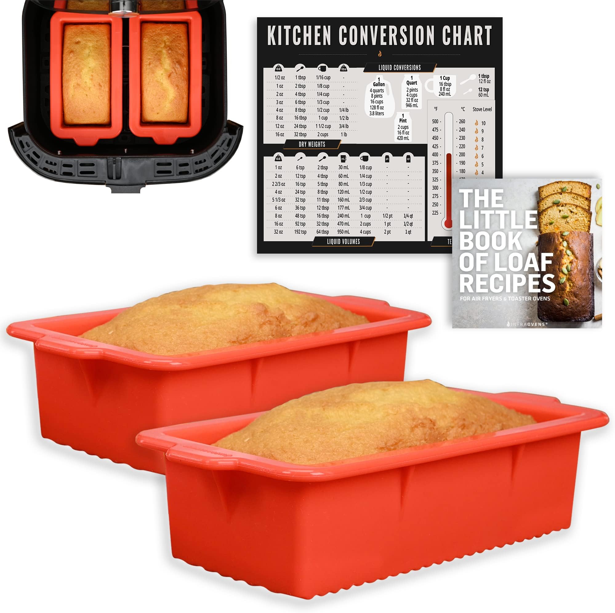 Air Fryer Silicone Loaf Pans for Baking, Non-Stick Bread Cake Pan, 7.5 inch Airfryer Bakeware Sets, Meatloaf Brownie Corn, Fits Instant Pot, Ninja Foodi, Cosori, Chefman, Power XL, Dash, BPA Free