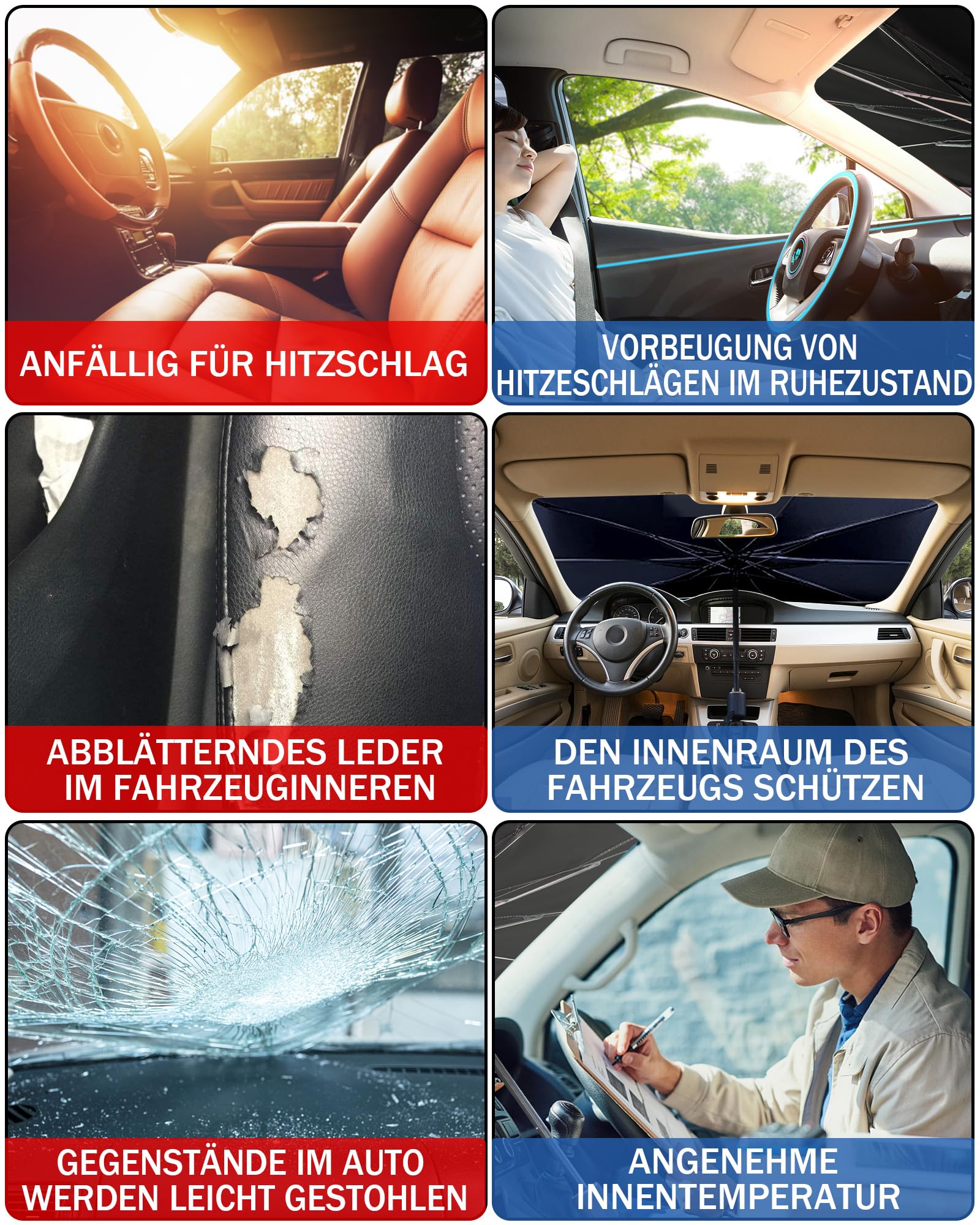 Sonnenschutz Auto Frontscheibe Innen,Sonnenschutz Auto,mit Zertifiziertem UV Schutz,Reflektierend Sonnenschirm mit UV Shutz für Auto Windschutzscheibe