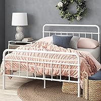 Vista 9 de Zinus Florence - Base de cama con plataforma de metal, base de colchón, no necesita somier, fácil montaje, blanco, tamaño Queen.