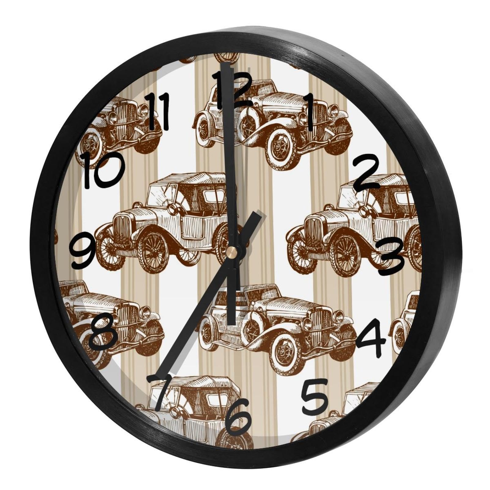 Horloge murale silencieuse à quartz pour cuisine et bureau au style voiture rétro vintage