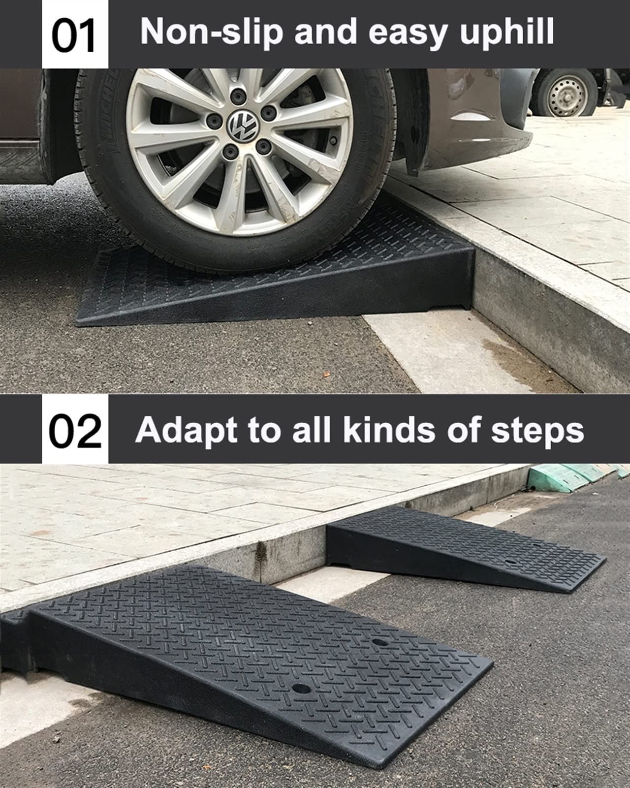Rampa de umbral portátil, rampas de acera para Entrada de vehículos, rampa de Carga para Entrada de vehículos, para acera de umbral de Motocicleta (tamaño: 100 * 35 * 11 cm)