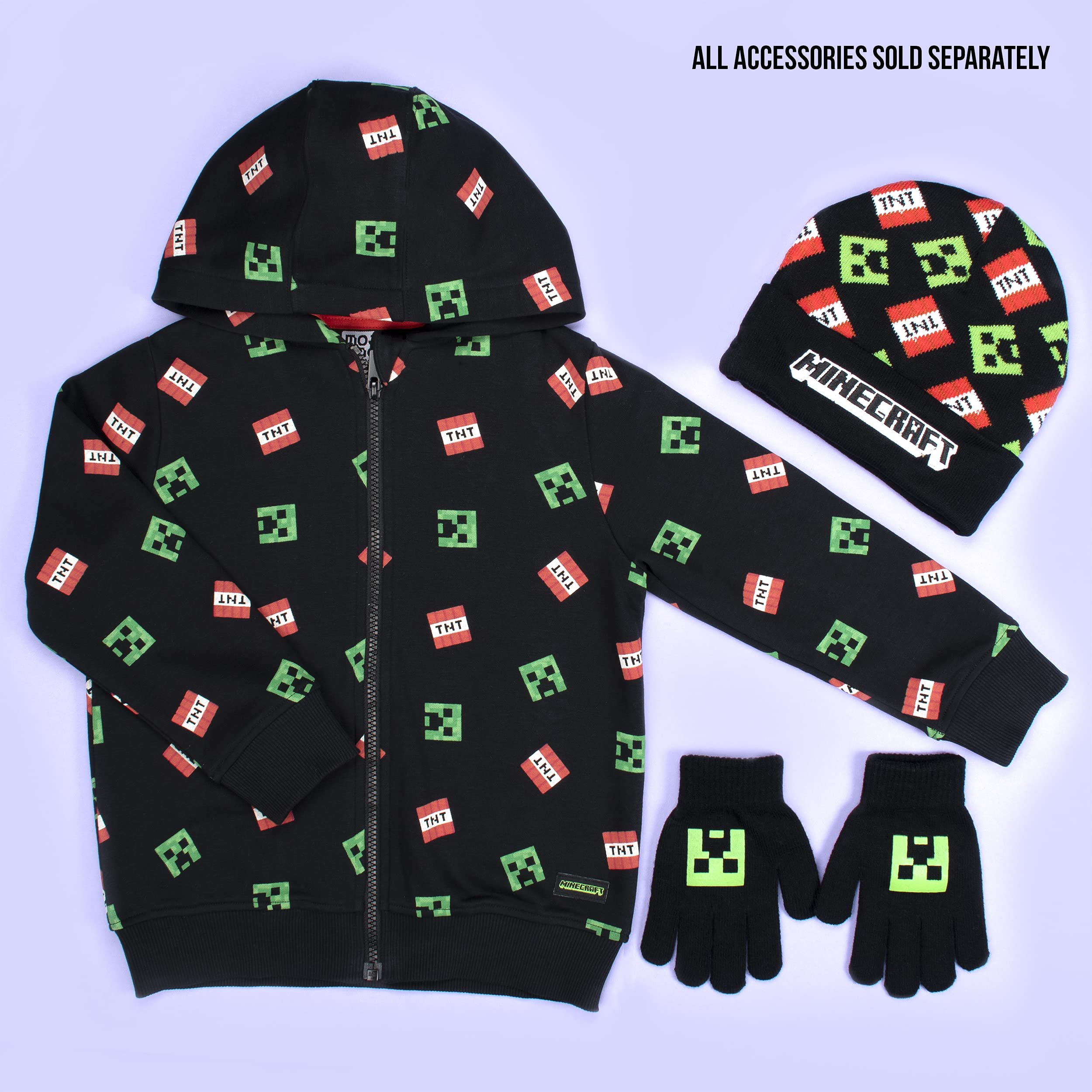 Minecraft - pour Enfants - Sweat à Capuche zippé Sweat à Capuche zippé Creeper Pixel Vert