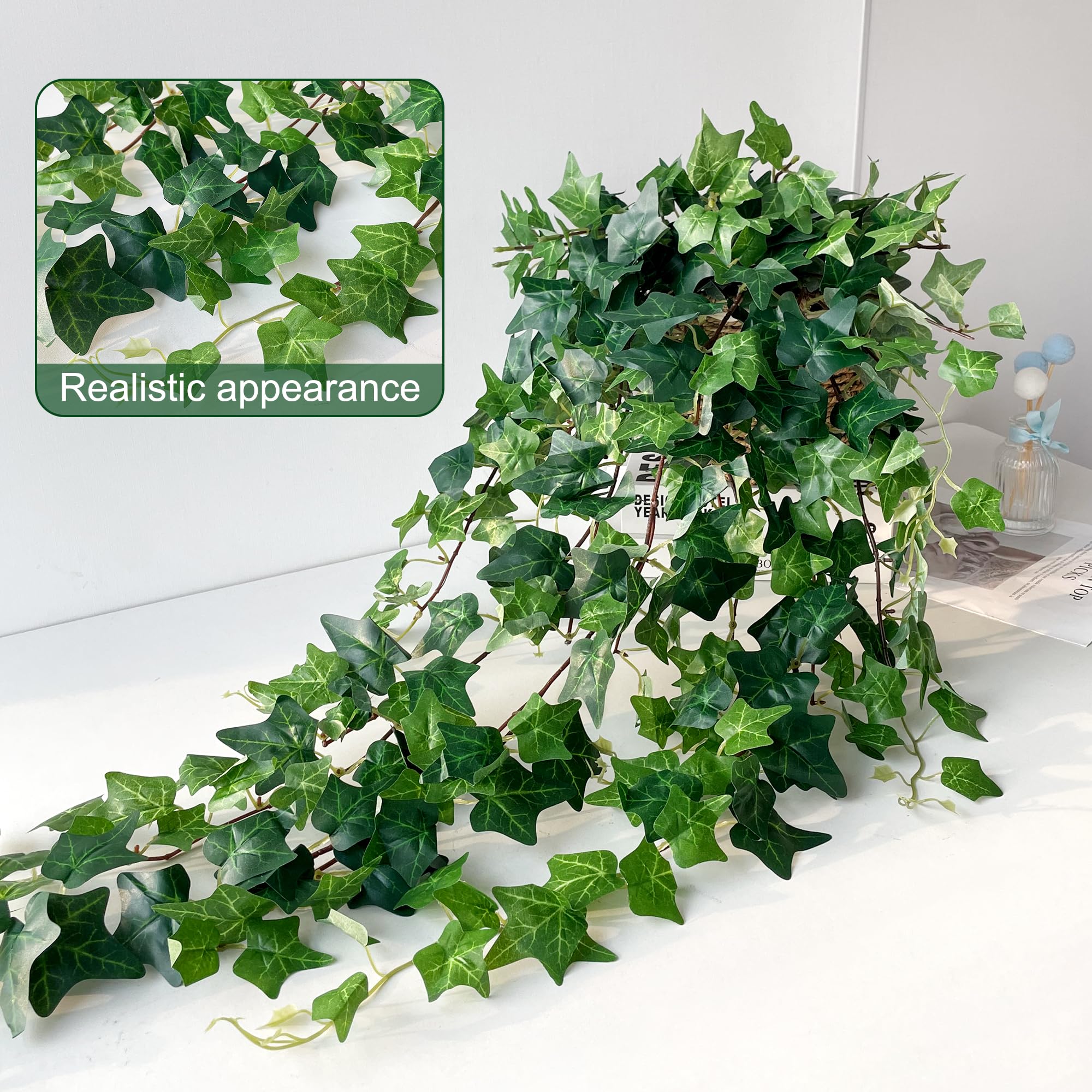 YMIFEEY Edera Finta Da Interno Esterno Piante Finte Cadente 120cm Piantina Finta Cadenti Decorativa Foglie Artificiale Fake Plants Rampicanti Per La Casa, Camera Da Letto Home Decor