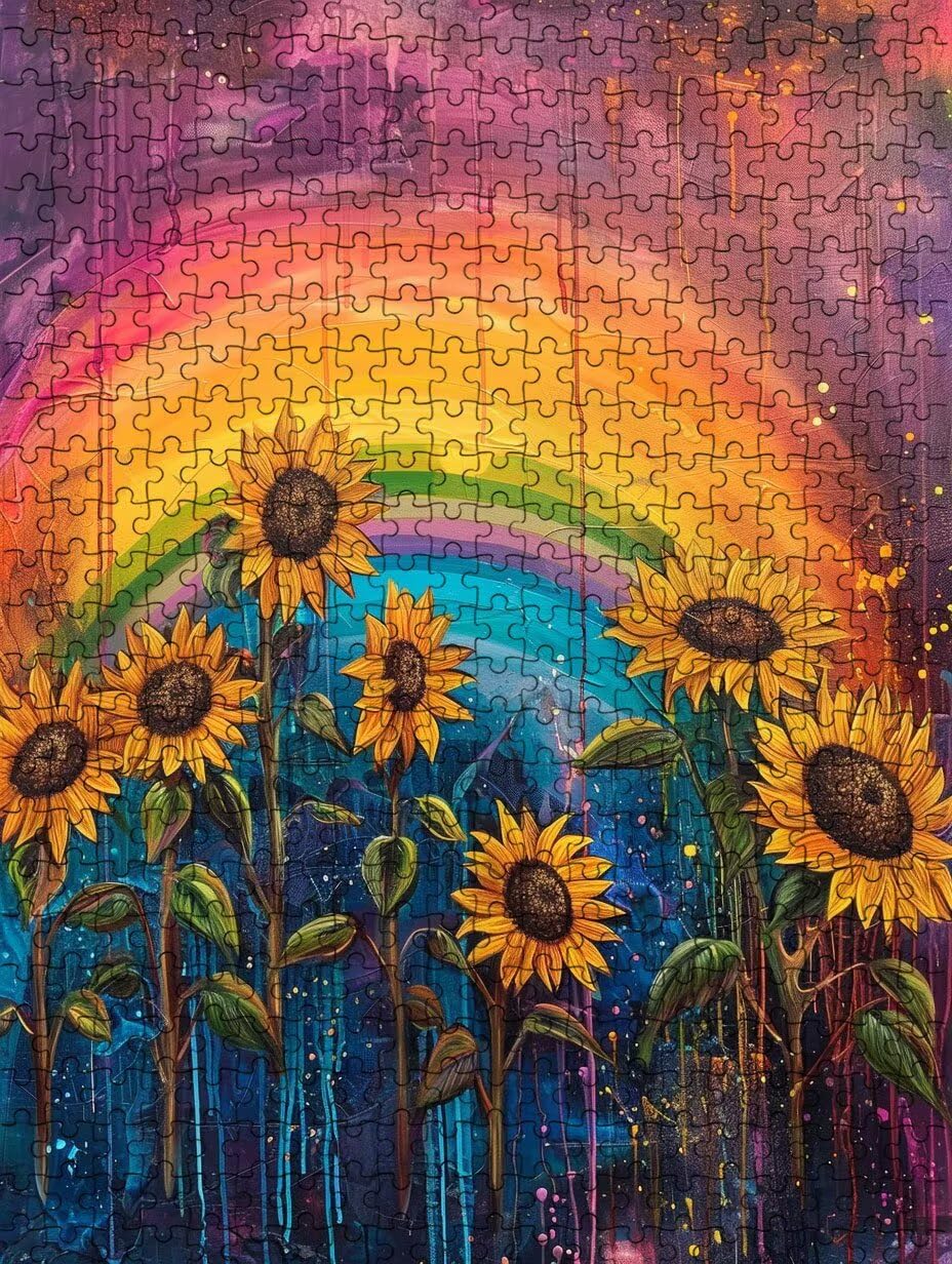 Girasole Arcobaleno Puzzle 1000 Pezzi, 3D Puzzle per Adulti Impegnativo, Educa Puzzles Artistico, Divertente E Stimolante Puzzles Decorativo per La Famiglia, Regalo e Decorazione Pareti FNKL6-1013