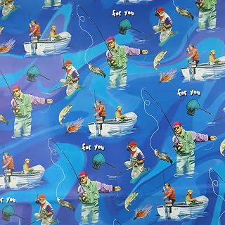 Men's Fishing Angling Themed Wrapping Paper - Father's Day - Retro Style Gift Wrap - 2 Sheet 2 Tags