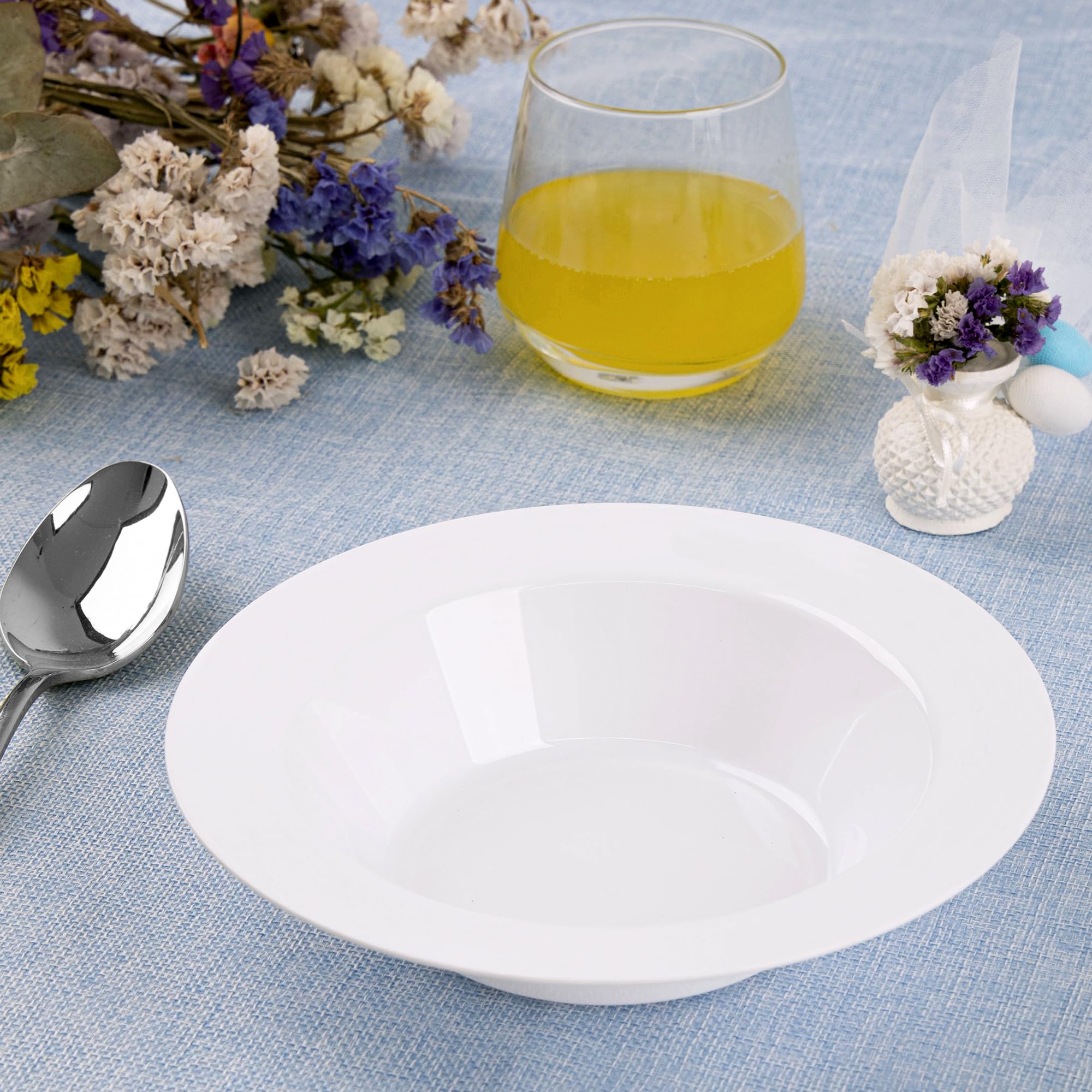 White Plastic Bowls - 50 Pack for Parties & Events -3