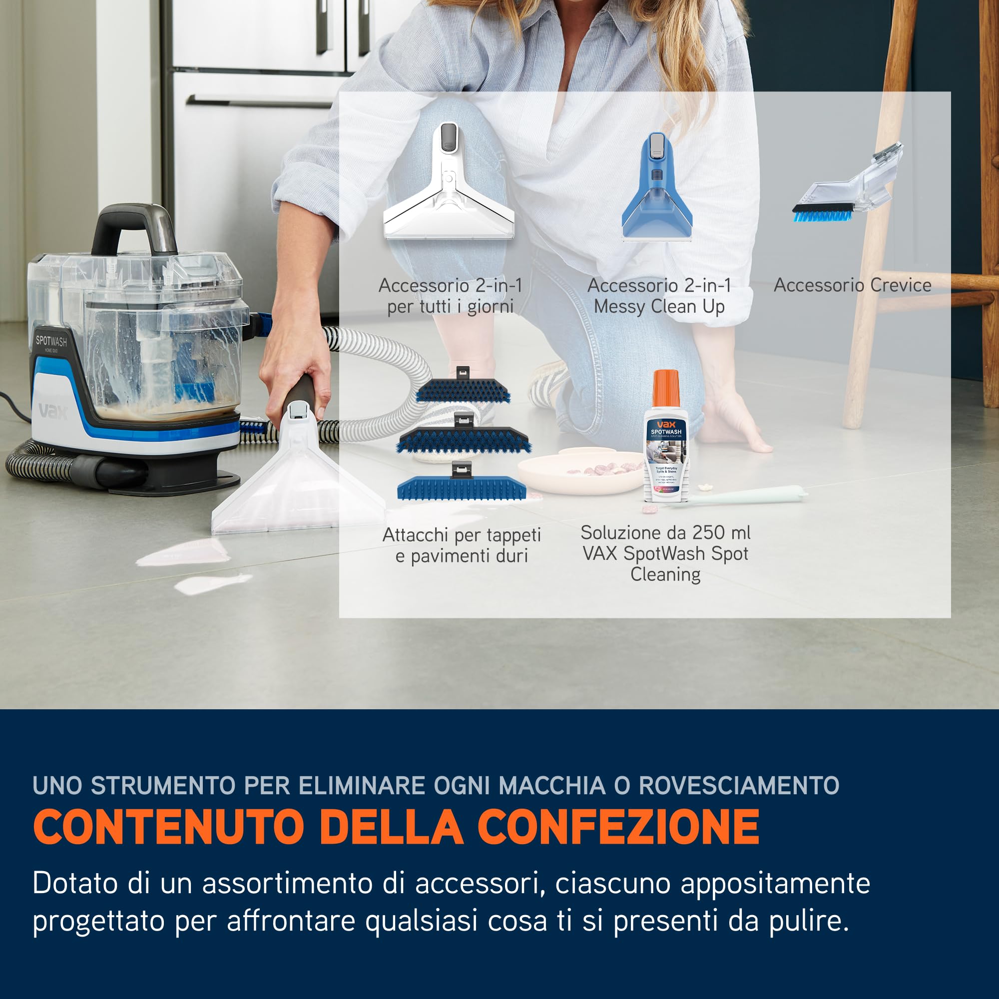 Vax Spotwash Home Duo Smacchiatore, Detergente per Tappeti e Rivestimenti, e Smacchiatore per la Casa, Lavatrice per Divani, Scale, Auto, Materassi, Design Compatto, Serbatoio Medio