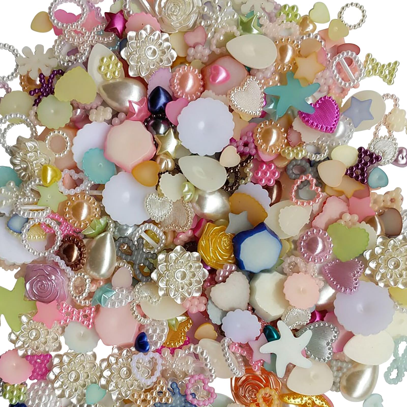Chenkou Craft Random 100 g/lot (approx. 400 pieces) 4-20 mm semicircular beads, seastar bow, rose, rhinestone, flat back, beads, loose beads, gemstone
