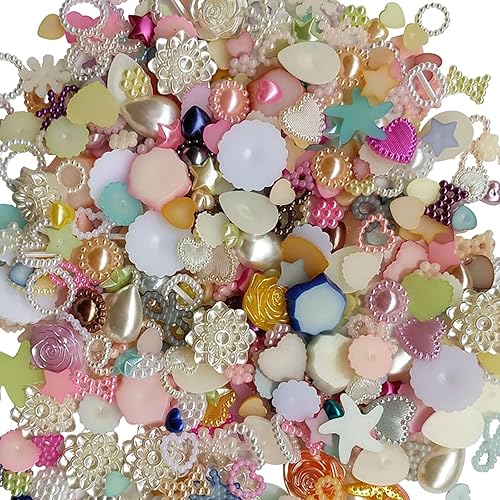 Chenkou Craft Aleatorio 3.53 oz/lote (alrededor de 400 piezas) 0.157-0.787 in perlas de imitación semicirculares Seastar Bow Rose Rhinestone parte