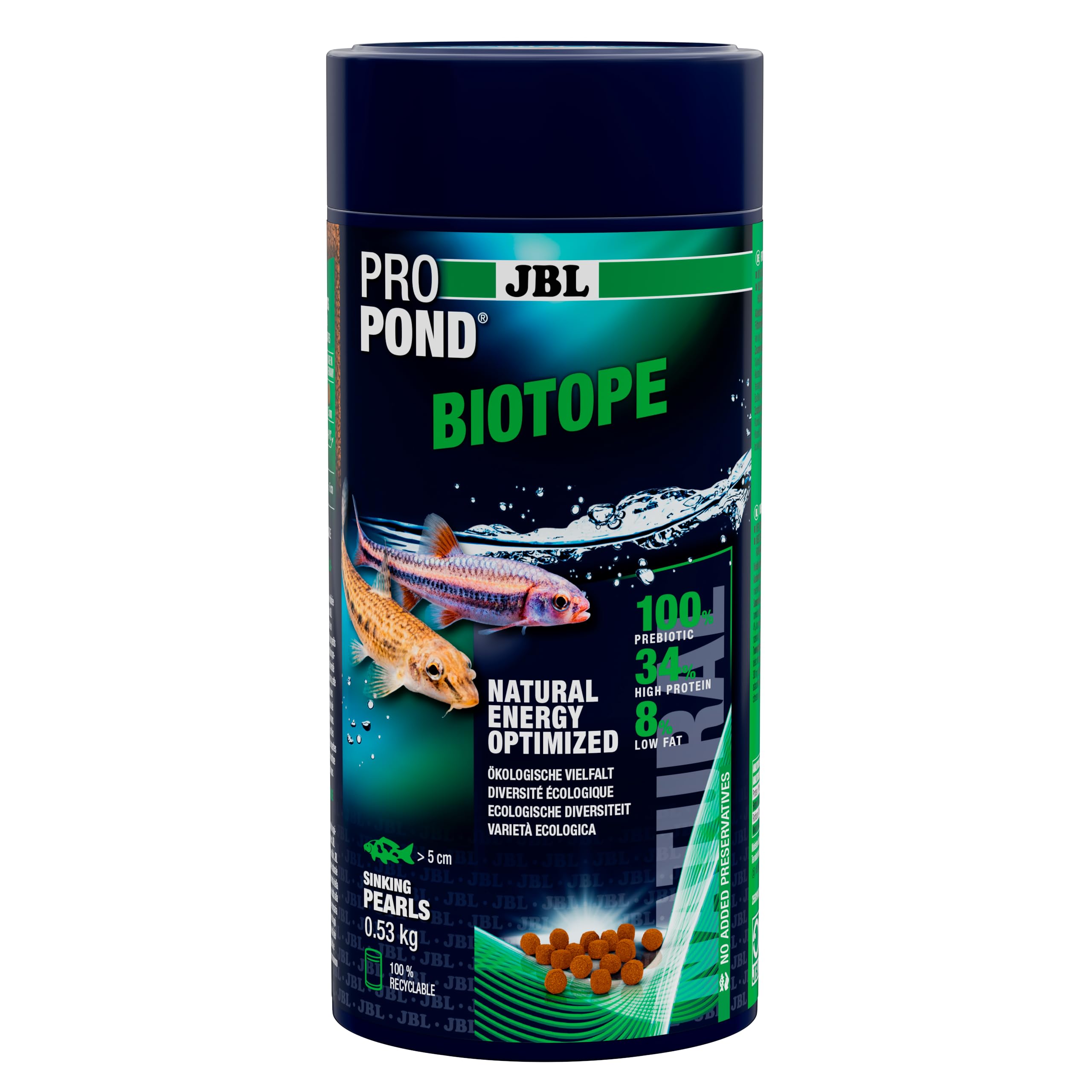 JBL PROPOND BIOTOPE 0.55 kg (1 L) | All Season Beads for Native Fish | Green Orle Insects and Mussels as a Natural Source of Nutrients | Sinking | from 10°C