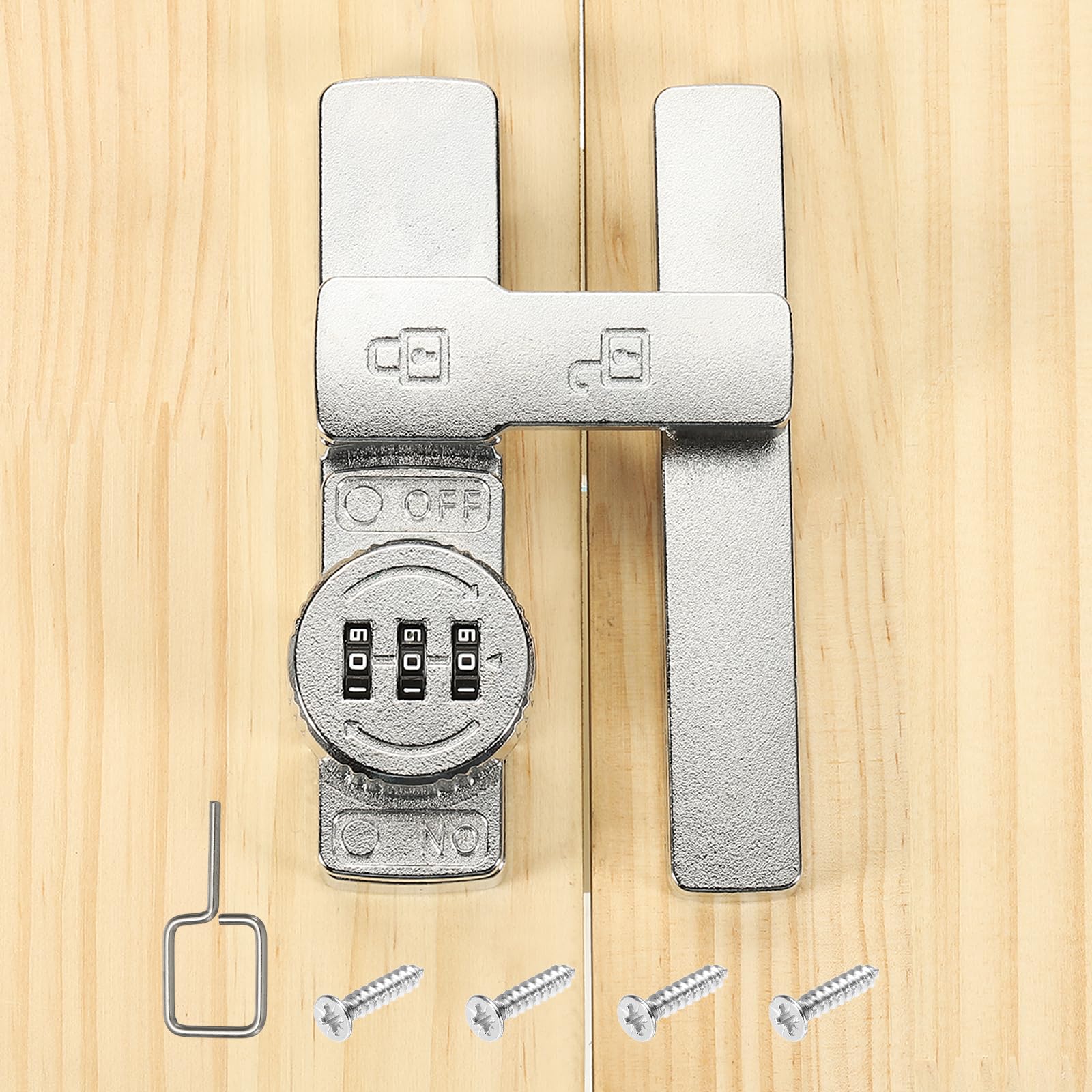 PATIKIL 180 Degree Flip Sliding Barn Door Lock Mechanical Keyless 3 Digit Password Combination Lock for Sliding Door Windows Cabinets, Silver