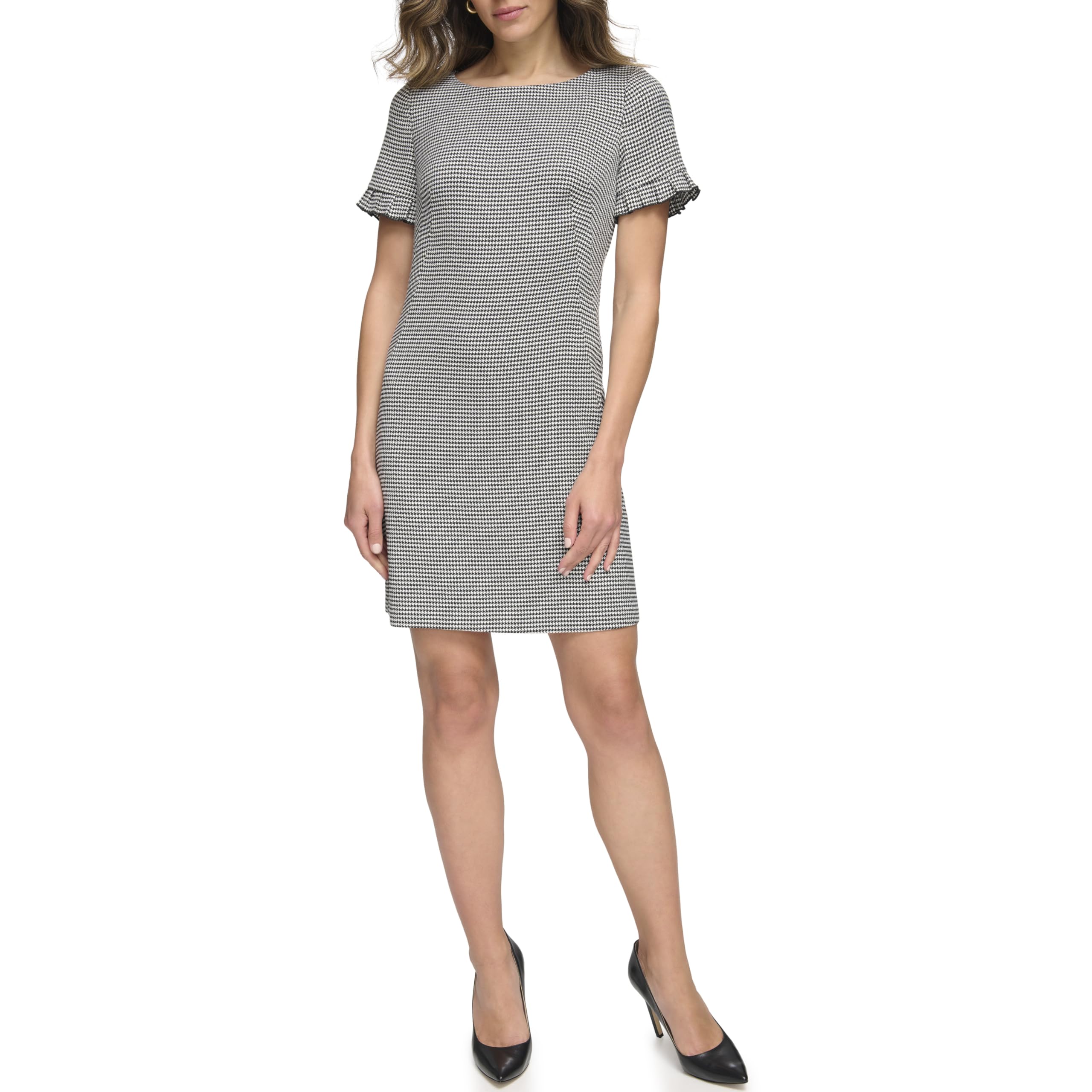 Tommy Hilfiger Womens Pleated Short Sleeve Scuba Dress