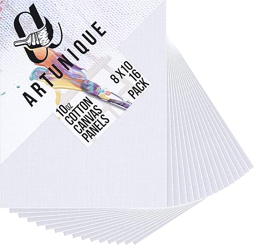 Artunique - Juego de 16 paneles de lienzo de 80 x 100in calidad premium 1002oz para pintura arte en blanco