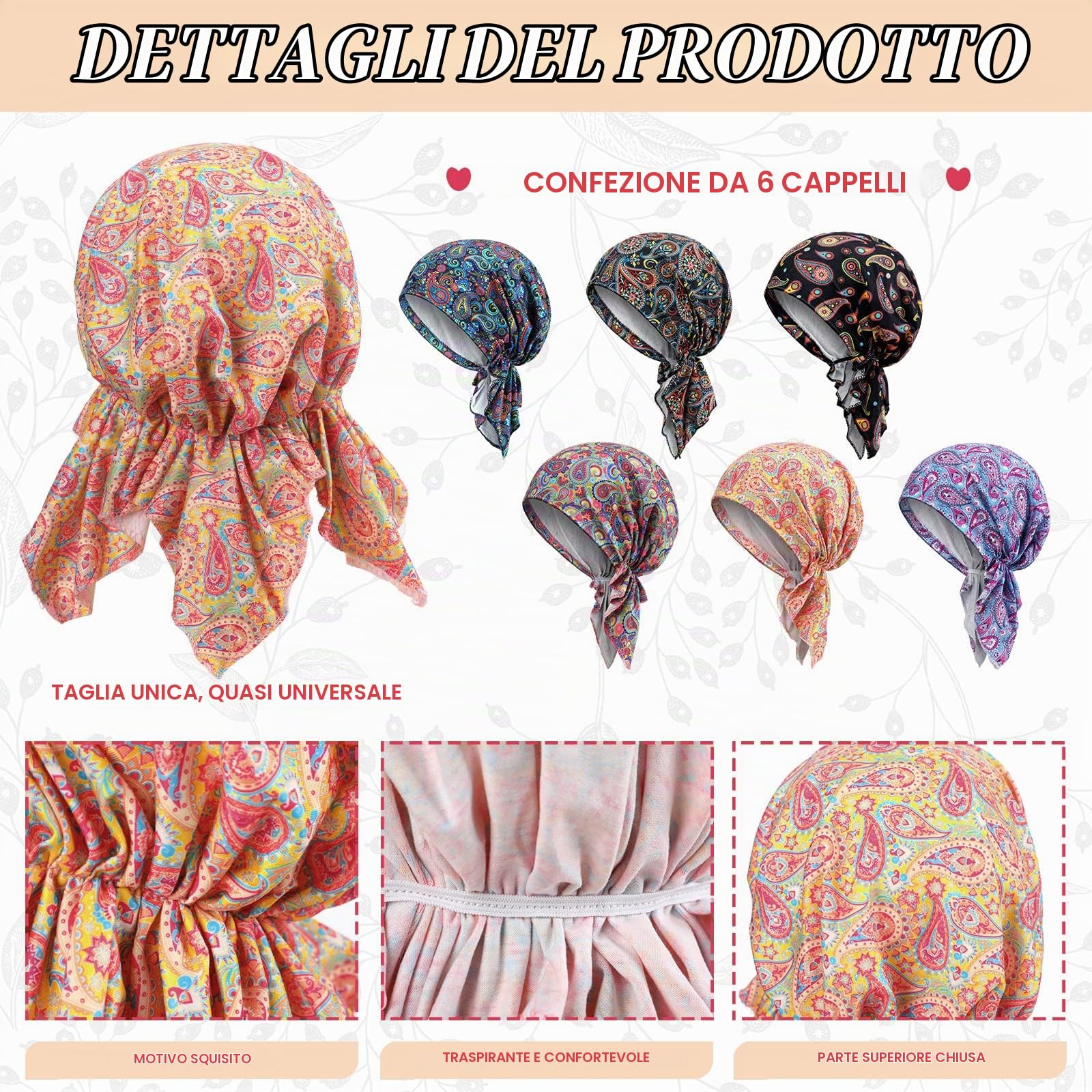 Geyoga 6 Turbante da Donna per Chemio Bandana in Cotone per Capelli (Stile alla Moda)