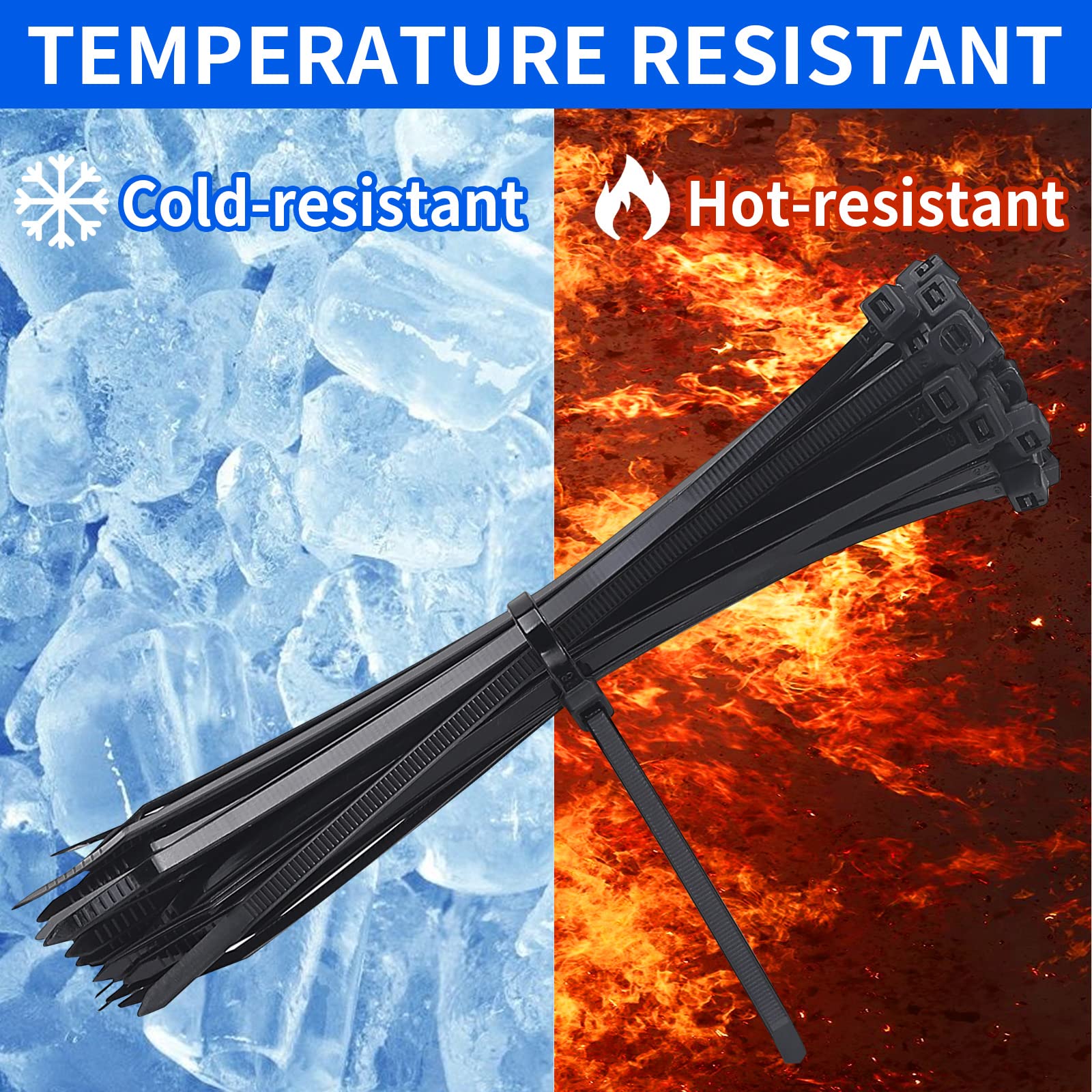 MVYC Attaches de câble robustes de 22,7 kg pour outils de dégagement - Résistantes aux UV - Noir - 30,5 cm - Pour une utilisation en intérieur et en extérieur - Sangles pour la gestion électrique
