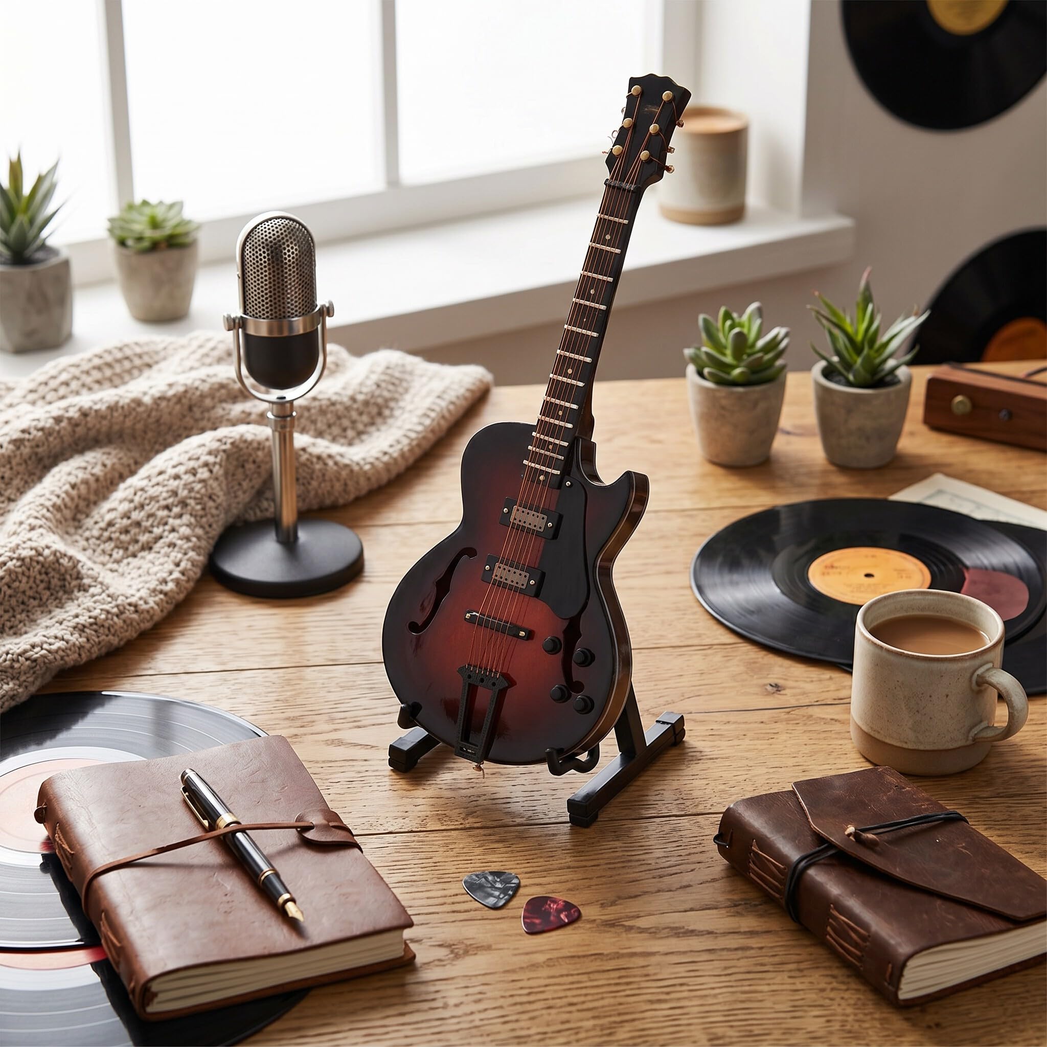 Miniatura guitarra clásica réplica, modelo decorativo música, adorno colección instrumento, regalo ideal aficionado guitarra, objeto decoración hogar (#2)