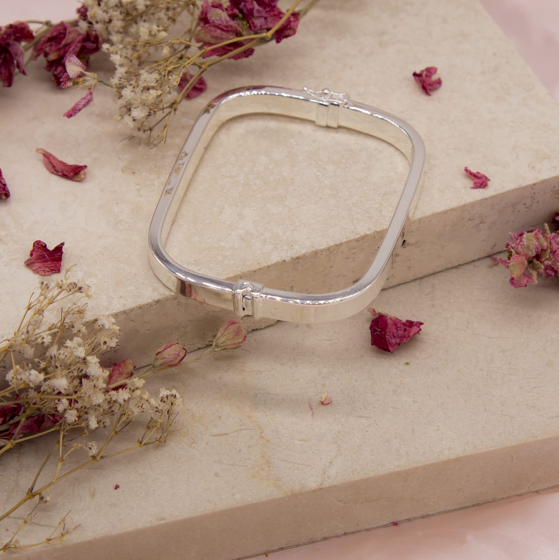 Tuscany Silver Bracciale da Donna in Argento Sterling Rettangolare Vuoto Square Bangle