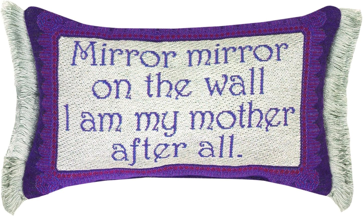 Manual Woodworkers & Weavers Word Throw Pillow, Mirror Mirror Mother, 12.5 x 8.5"