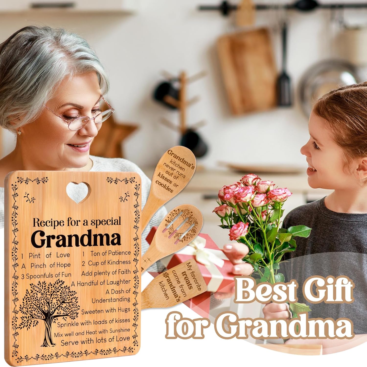 Grandma Gifts, Birthday Gift for Grandmas Nanny from Grandkids, Bamboo Cutting Board, Grandparents Thankgiving Kitchen Presents for Nana Gigi from Grandchildren - Image 2