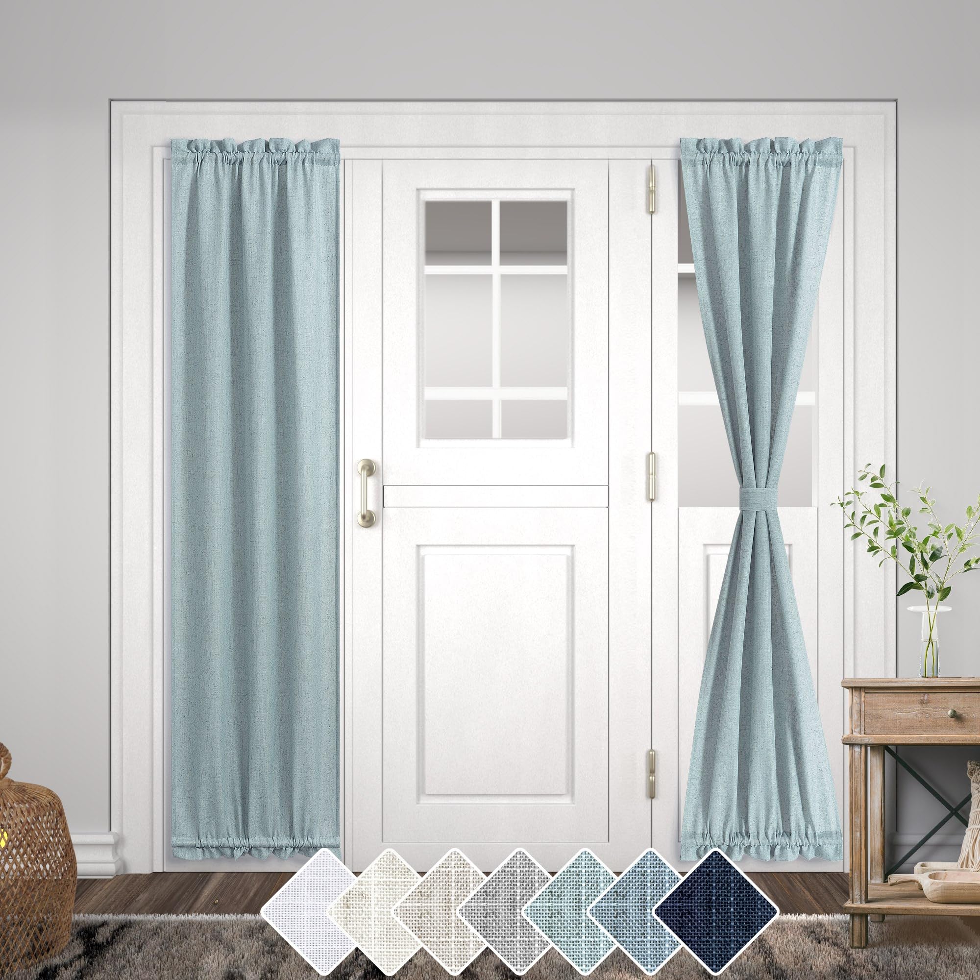 Sidelight Door Curtains 72 Inches Long for Side Windows Linen Blend Privacy Protect Light Filtering French Door Side Curtain Panels Bonus Adjustable
