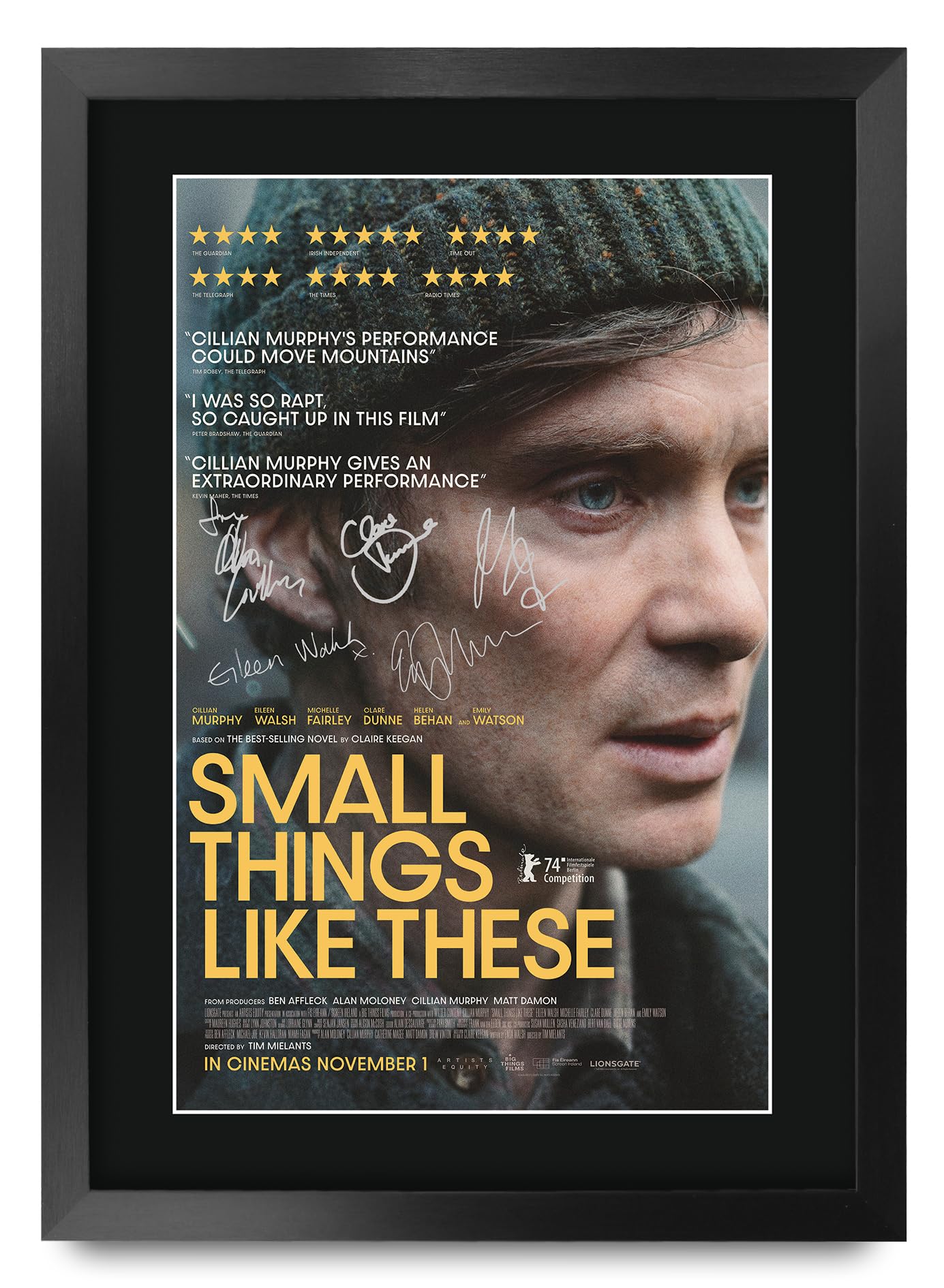HWC Trading Small Things Like These Cillian Murphy Geschenke Geduckter Poster Signiertes Autogramm Foto für Fans von Film Memorabilien - A3 Gerahmt
