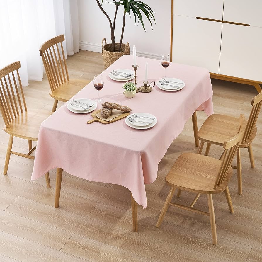 Decomira Tafelkleed Wterafstotend Linnenlook - Vlekbescherming, Wasbaar - Tuintafelkleed Buiten, Tafelkleed Eettafel - Natuurlijk Beige - 160 cm Rund
