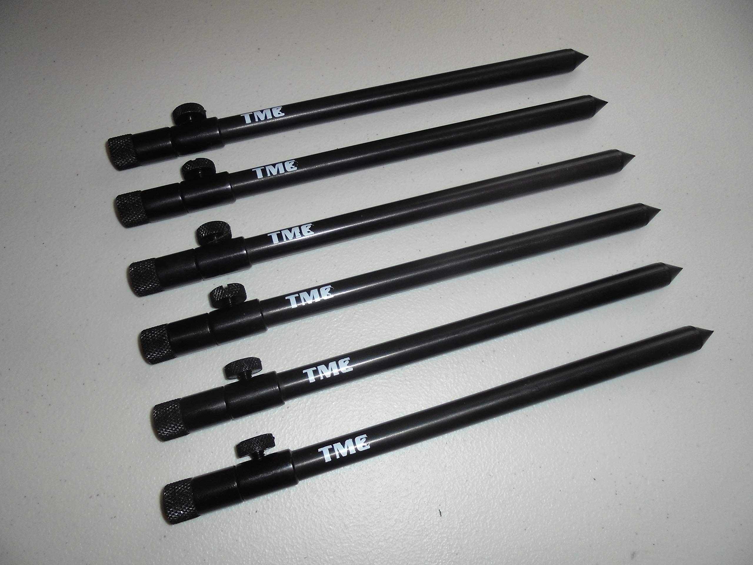 TMC 6 x Aluminium Banksticks 25-45 cm Rutenauflagen Buzz Bar Alarme Angeln
