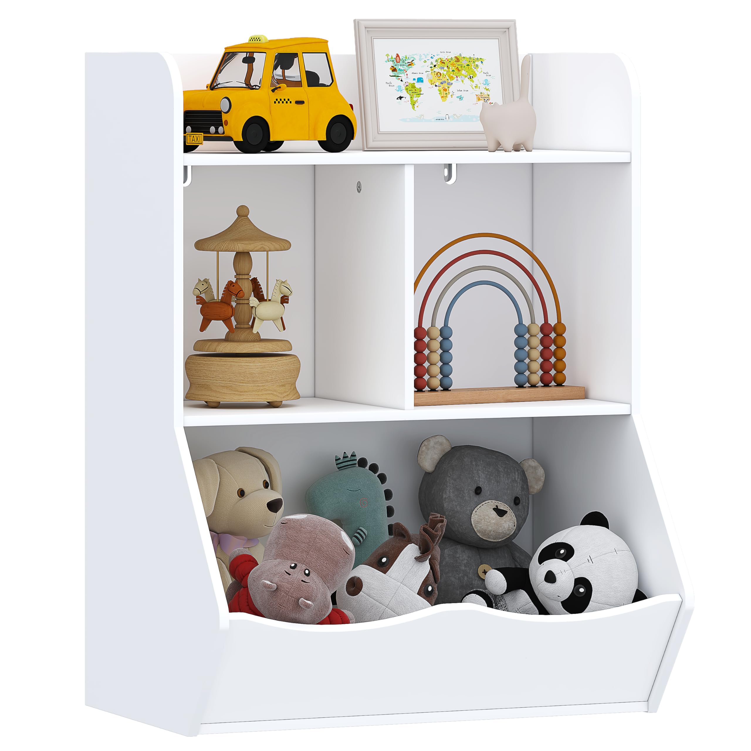 UTEXToy Storage Organizer, 40" Kids Toy Storage Cubby with Bins,Toy Boxes and Storage for Playroom,Bedroom,Nursery School,WhiteThe Forest Stewardship Council