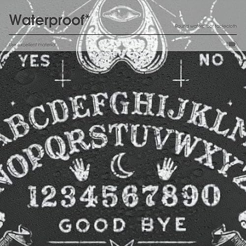 Miniatura 5 de Mantel redondo de poliéster con diseño de bruja mágica, diseño de esqueleto, color negro, tela decorativa para cena, picnic y fiesta