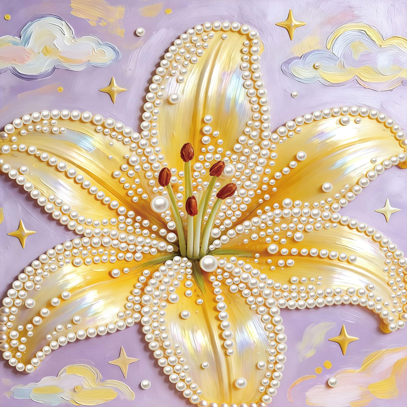 Lilia DIY zestaw do malowania perłowego z ramą 30x30cm perłowy klejnot