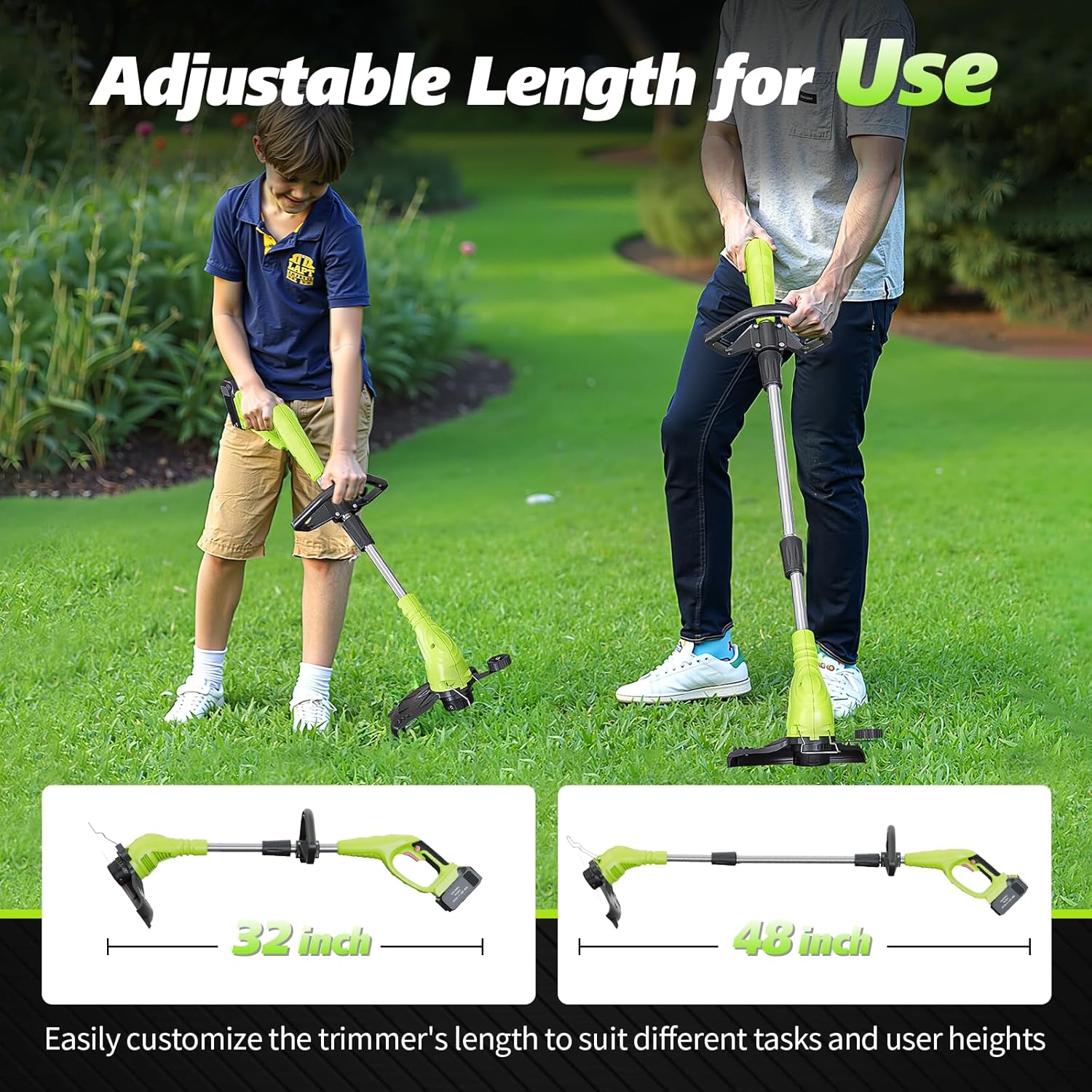 Aokia String Trimmer: Grass Edger with 4 Replacement Spools and 2 Blands - Lightweight Electric Lawn Cutter, 40V 2.0Ah Battery Powered Cordless Weed Wacker for Garden, Yard - Image 7