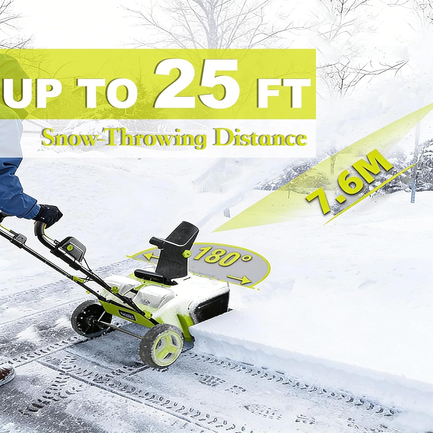 Cordless Electric Leaf Blower, 3500W Brushless Motor, 7.6m Leaf Throwing Distance, 180° Adjustable Air Outlet, LED Lights - Perfect for Home & Yard Winter Cleanup