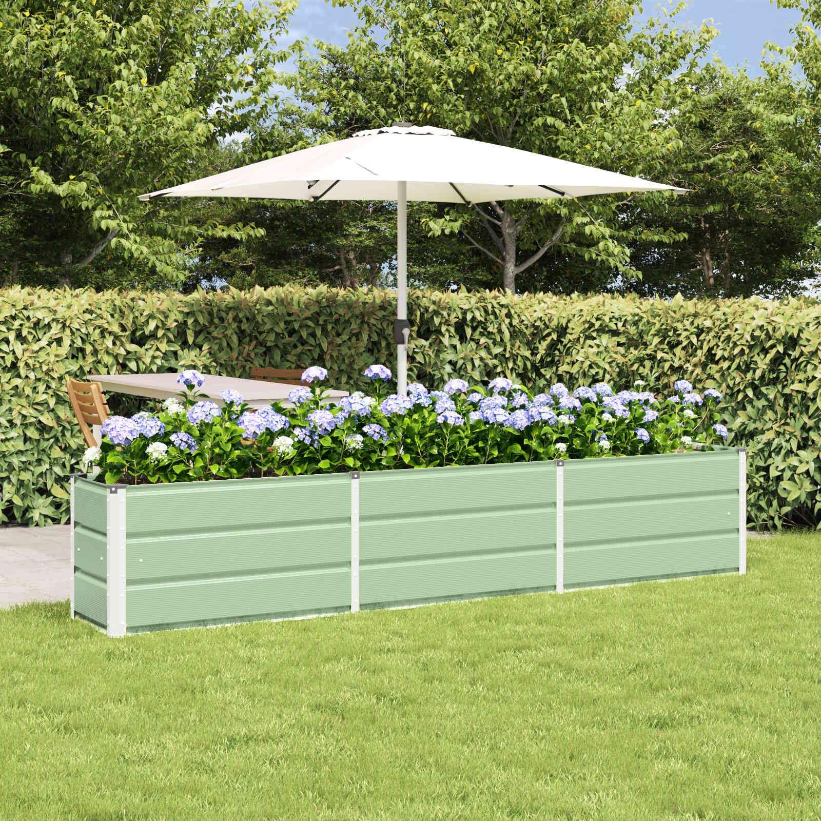 IKAYAA Metal Raised Beds Galvanised Raised Bed for Garden Raised Planters Outdoor Large for Growing Flowers,Herbs and Vegetables-Green-240 x 40 x 45 cm