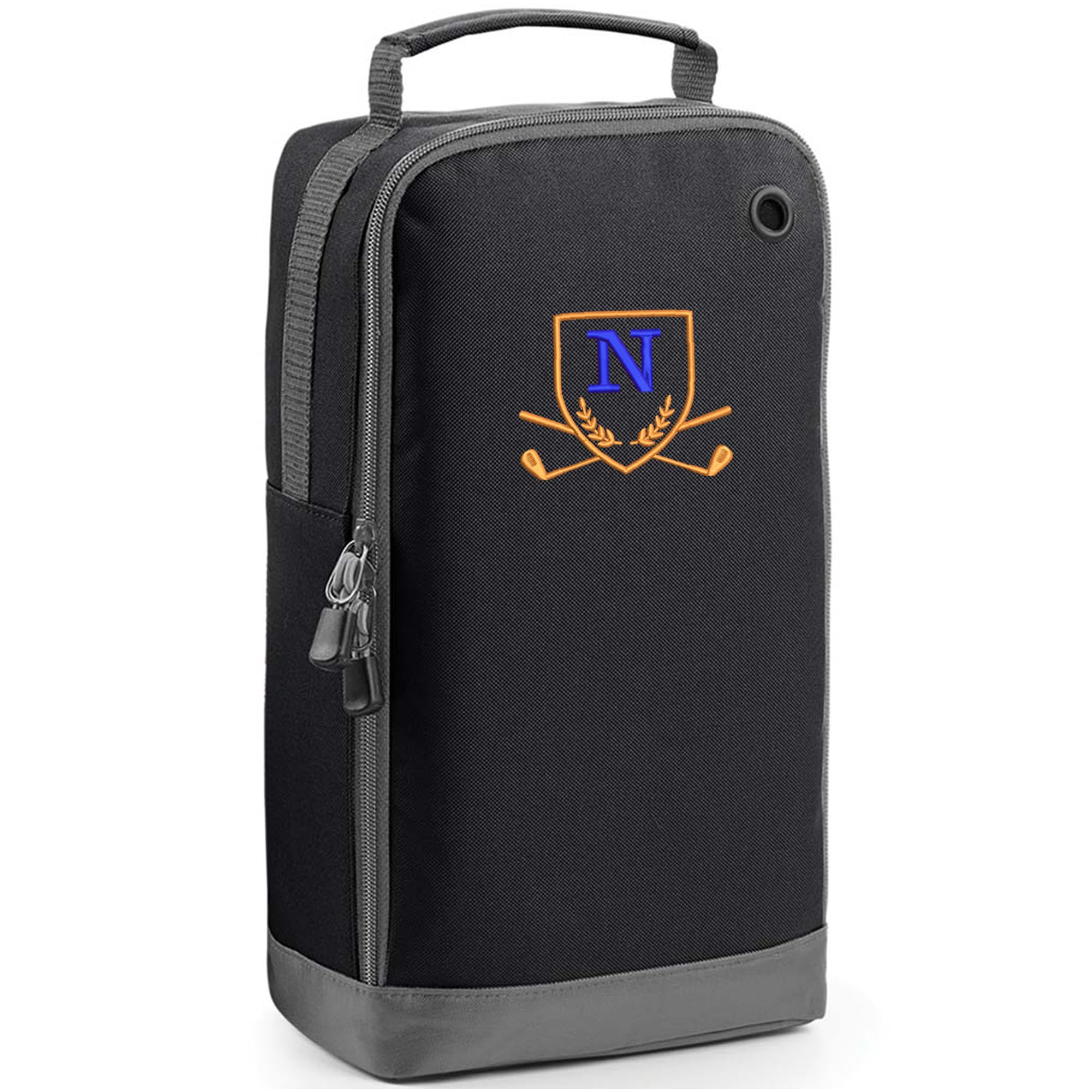 Always Looking Good Golf Shoe Bag with Monogrammed Embroidery Initial Letter Custom Embroidered Golf Boot Bag - Golf Gifts for Men (Black, N)