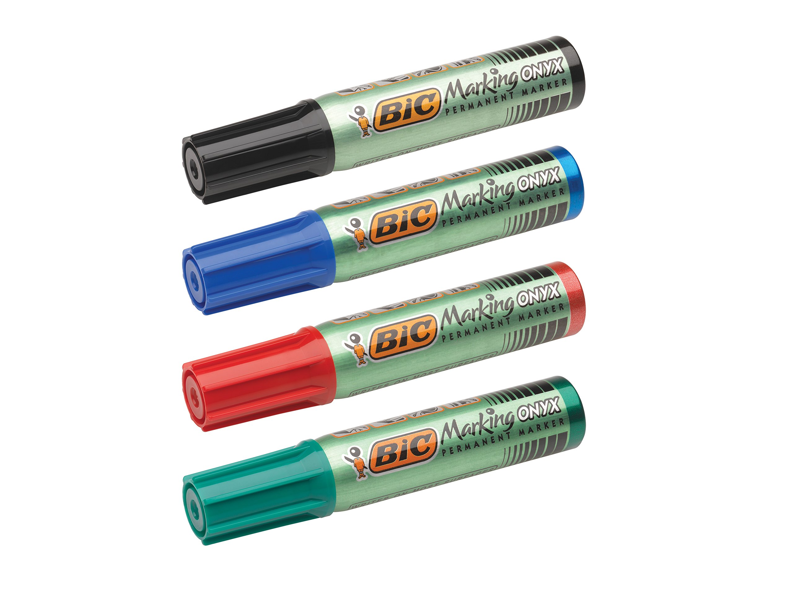 BIC Ecriture Marking Onyx 1481 Marqueurs Permanents à Pointe Moyenne Biseautée - Couleur Noire , Boîte de 12