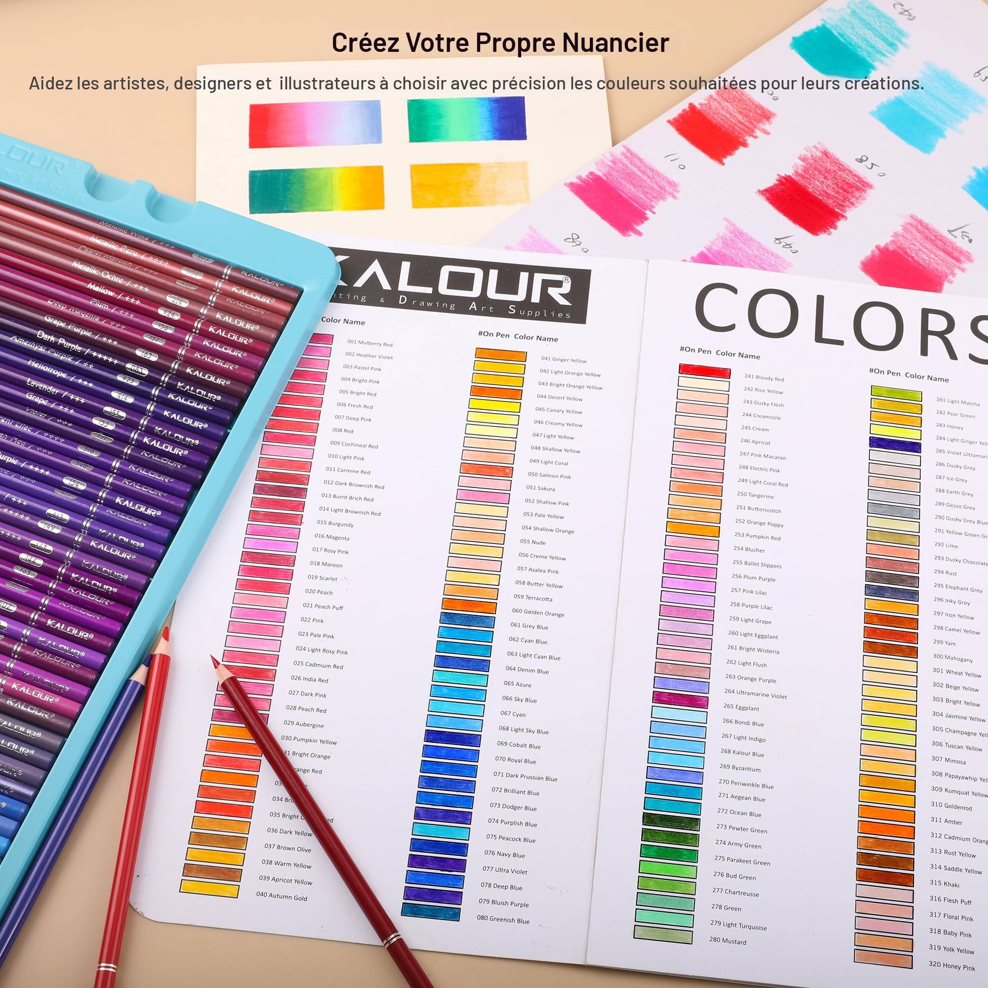 Lot De 50 Crayons De Couleur Métallisés KALOUR - Noyau Souple Et Couleurs Vibrantes - Pour Dessin Et Coloriage