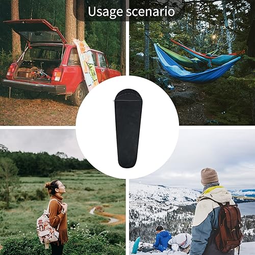 Vista 7 de Mountainlodge Forro de saco de dormir ultraligero de forro polar, forro de saco de dormir de momia con capucha y saco de cosas para acampar, viajar