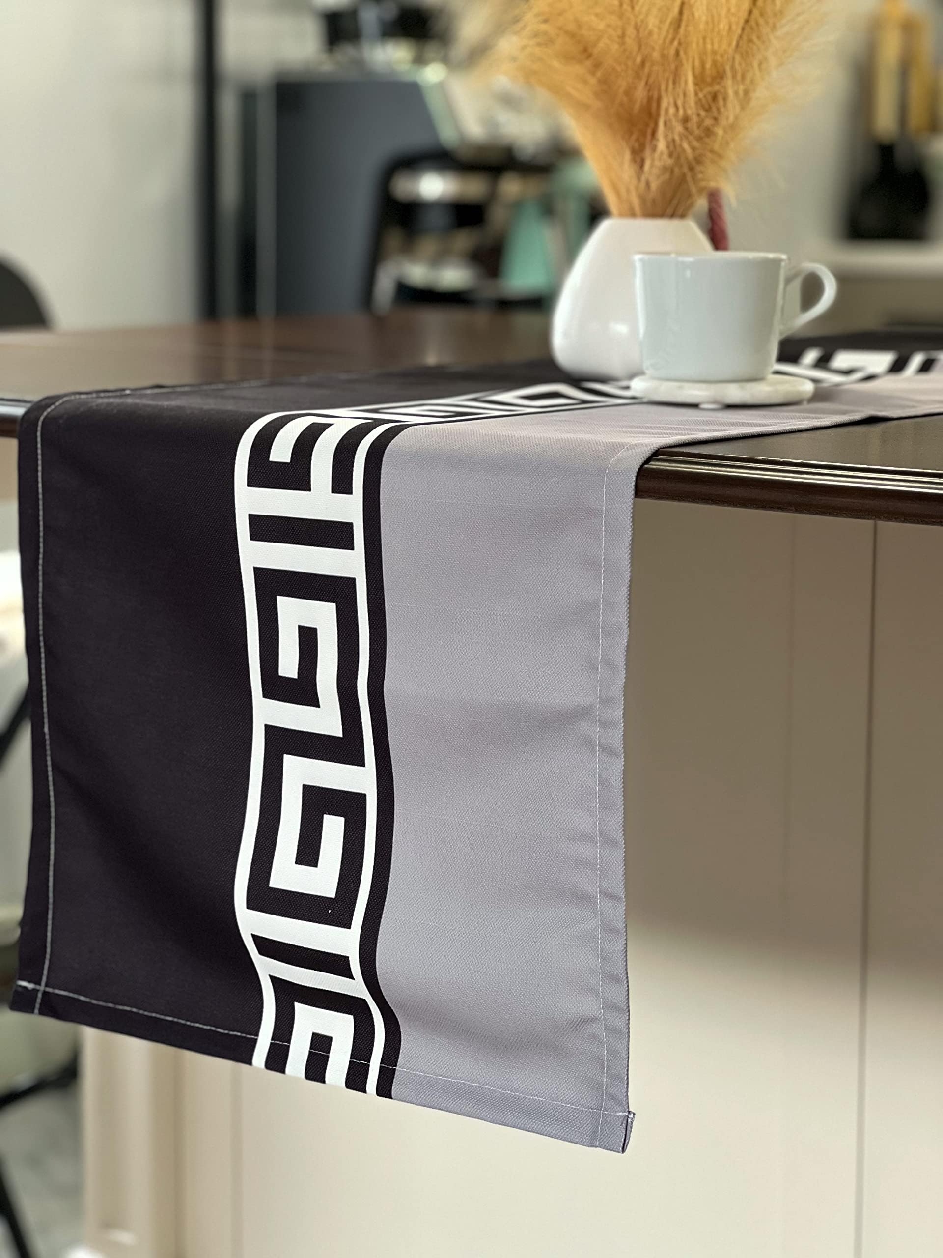 EKIB Ancient Greek Key Table Runner 16x70 inch (40cm x