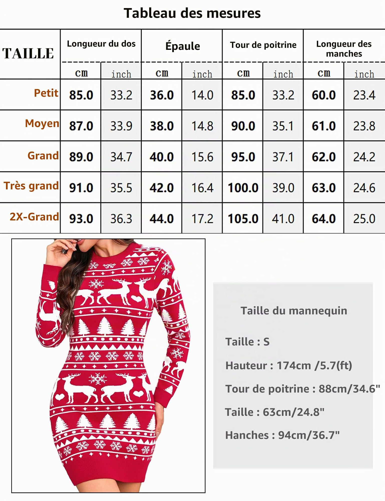 Totatuit Robe tricotée de Noël pour Robe pull élégante Col rond Manches | Manches Longues, Coupe Ajustée, Style Élégant, Tenue Quotidienne, Facile à Associer