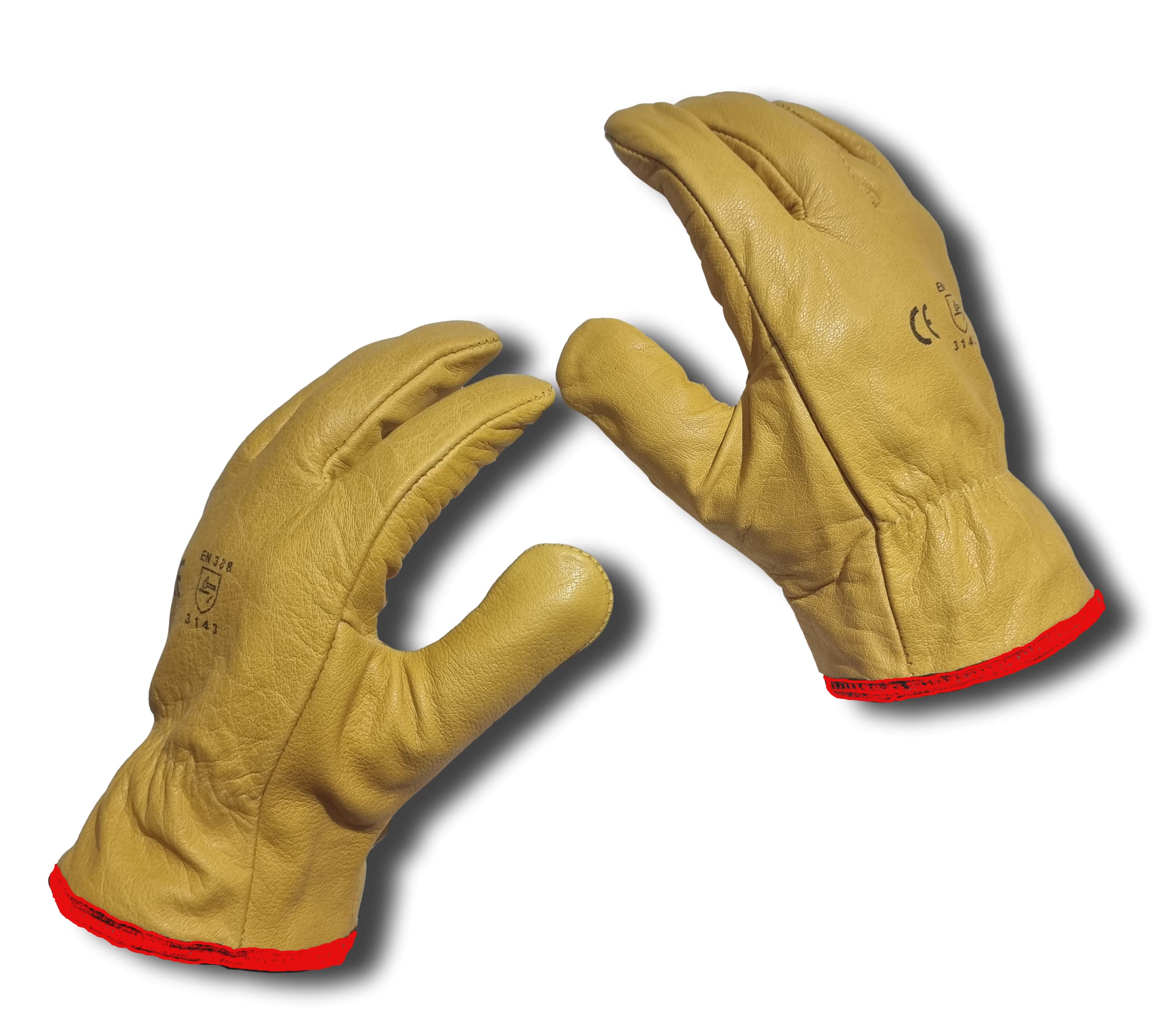 Sponsored Ad – Premium Fleece Lined Yellow Leather Winter Thermal Cold Work Gloves PPE HGV Lorry, Garden, Grip Builders One Pair X-Large XL 10