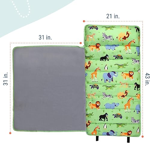 Miniatura 4 de Wildkin Tapete de microfibra para siesta de 43 pulgadas con almohada reutilizable para niños y niñas, ideal para guardería y preescolar, tapete de