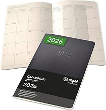 SIGEL C2684 Monats-Kalenderheft Monatsplaner 2026, ca. A5, schwarz, Softcover, 2 Seiten = 1 Monat, 64 Seiten, Quickpocket, aus nachhaltigem Papier, Conceptum