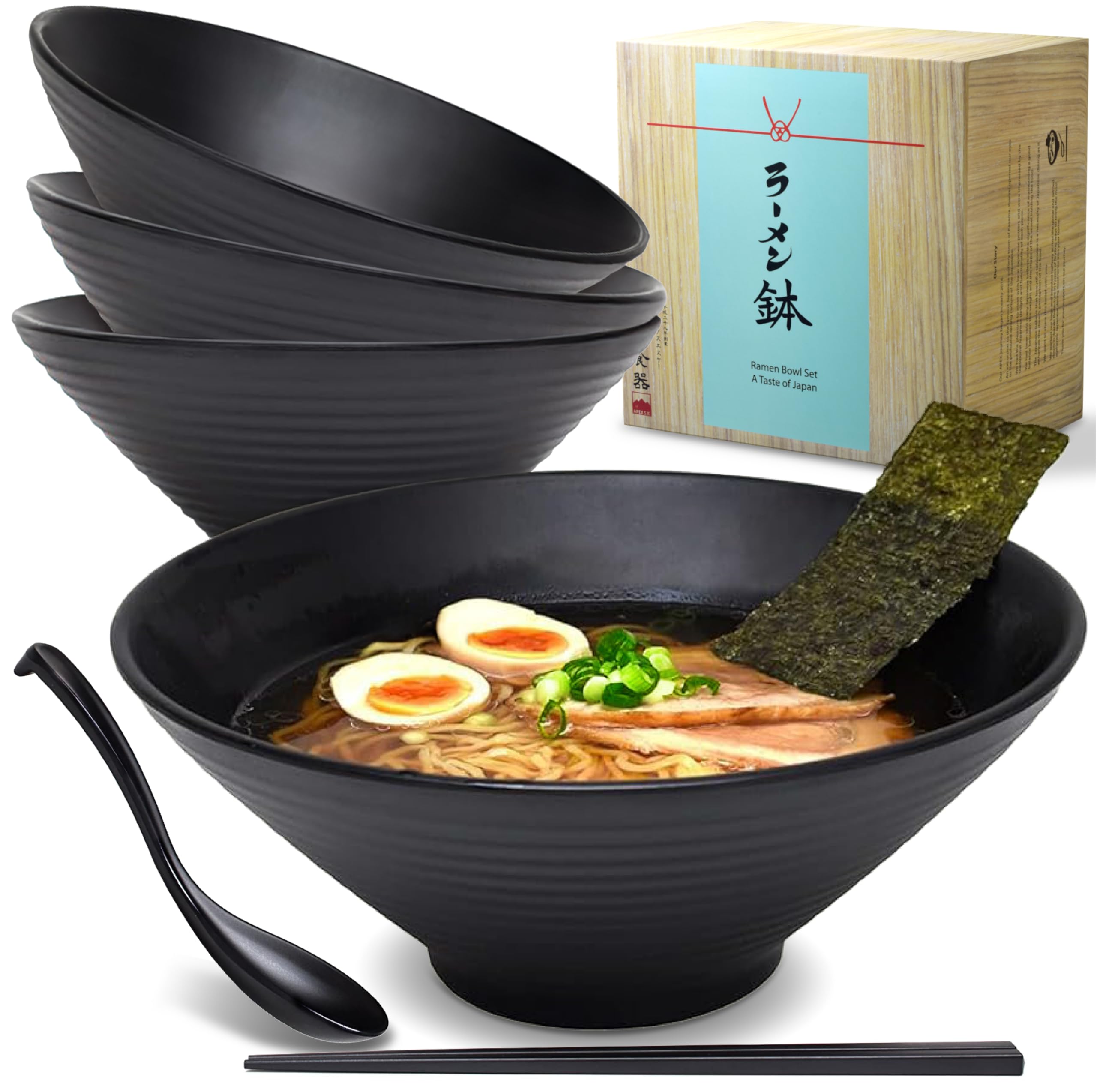 Ramen Bowl Set 1700ml Ramen Bowls Set of 4 Large Pho Bowls with