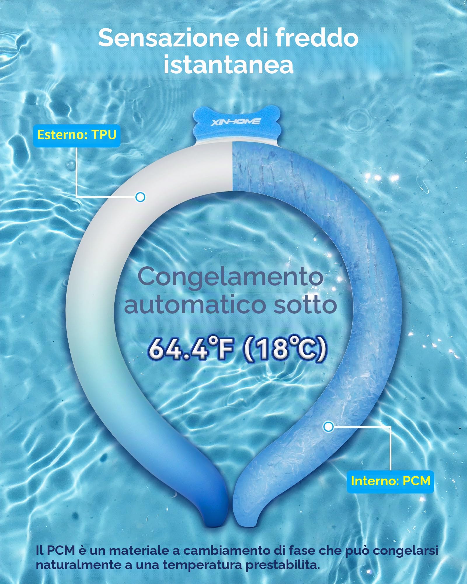 Tubo di raffreddamento per collo, sacchetto di ghiaccio, riutilizzabile, anello di raffreddamento, aria condizionata personale per caldo estivo e attività all'aperto, vampate di calore