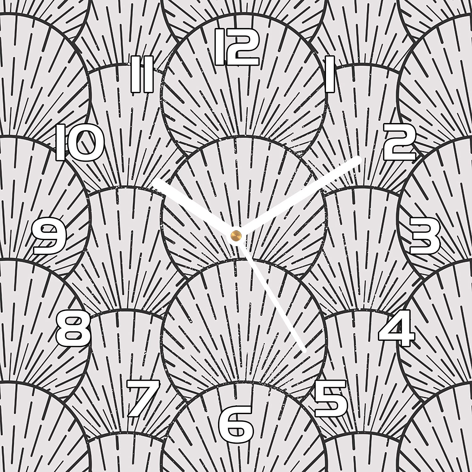 Horloge en verre 30x30 cm Coloray avec aiguilles blanches et motifs géométriques marins