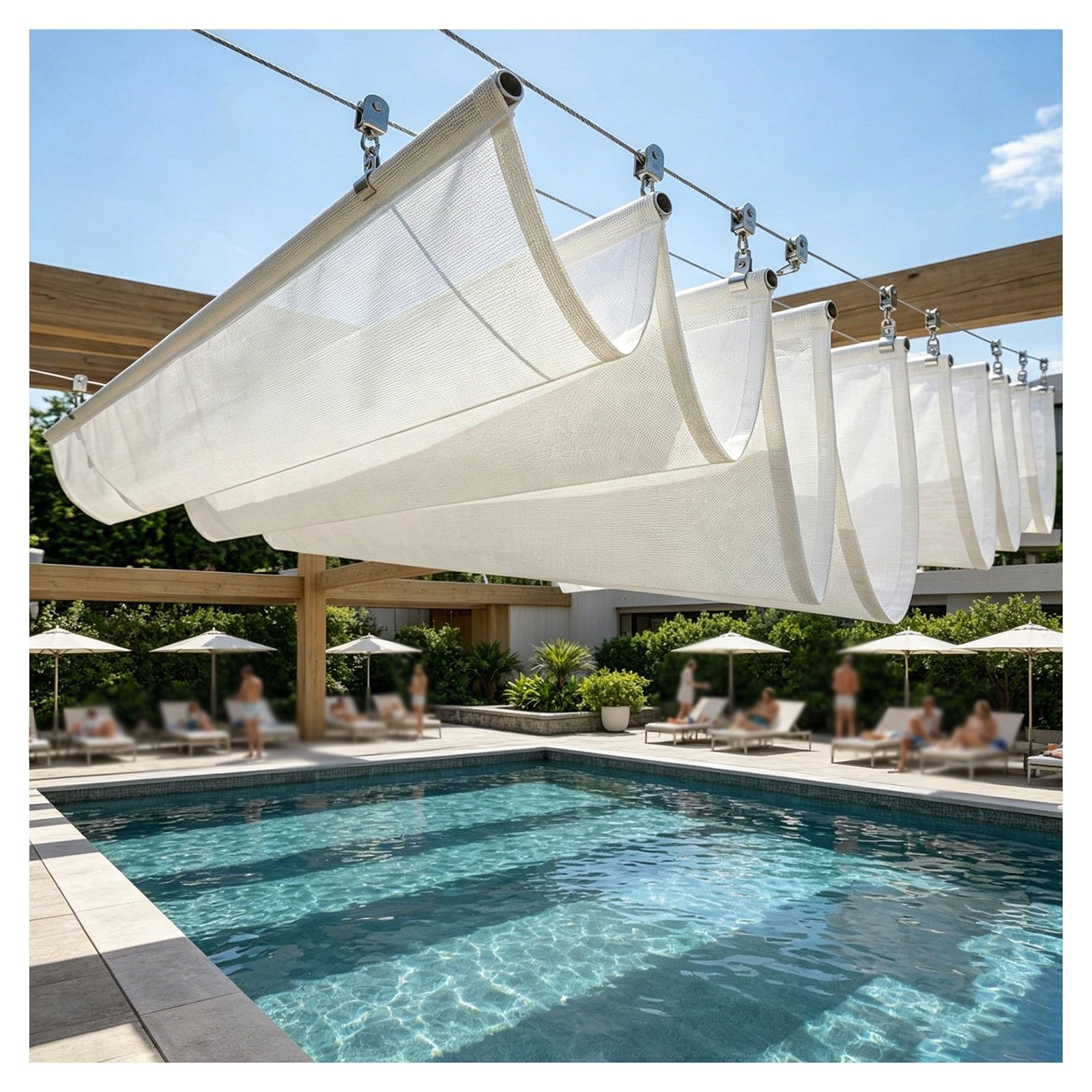 Voile d'ombrage rétractable pour aménager un jardin ombragé